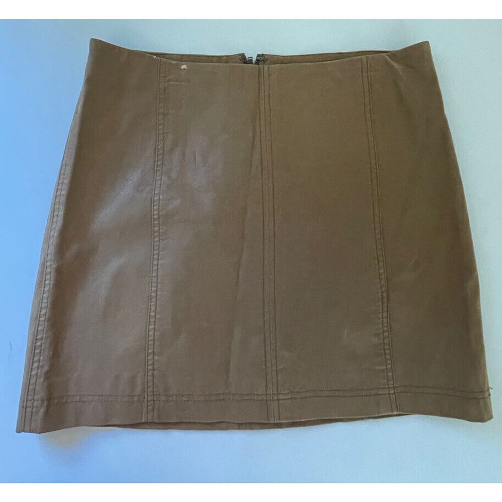 Free People Brown Skirt Faux Leather Mini Bohemian Southwestern Lined Women’s 10